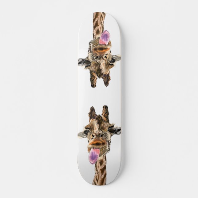 Funny Giraffe Tongue Out and Playful Wink Cartoon  Mini Skateboard Bräda 18,5 Cm (Framsida)