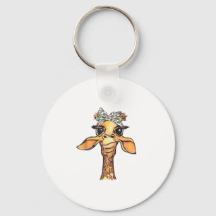 Funny Giraffe Tropical Bandana Hipster Giraffe Gif Nyckelring