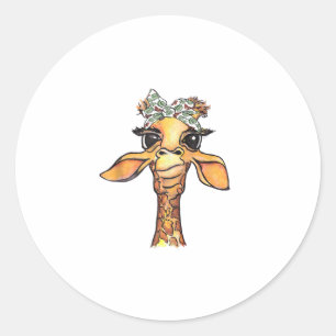 Funny Giraffe Tropical Bandana Hipster Giraffe Gif Runt Klistermärke