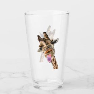 Funny Giraffe Tunga Out and Playful Wink - Roligt Glaskopp