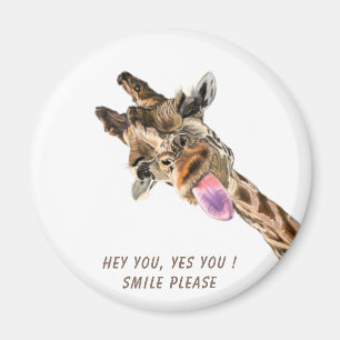 Funny Giraffe Tunga Out and Playful Wink - Smile Magnet
