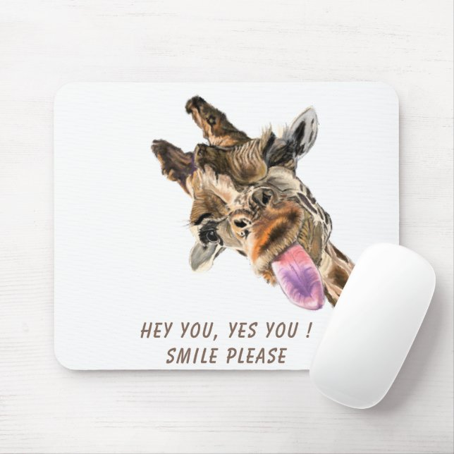 Funny Giraffe Tunga Out and Playful Wink - Smile Musmatta (Med mus)