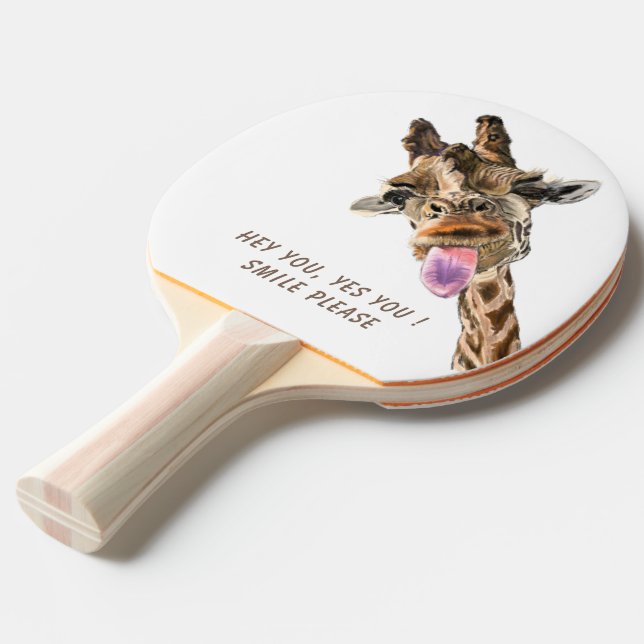 Funny Giraffe Tunga Out and Playful Wink - Smile Pingisracket (Frontvinkel)