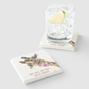 Funny Giraffe Tunga Out and Playful Wink - Smile Stenunderlägg