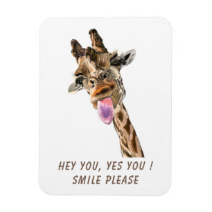 Funny Giraffe Tunga Out and Playful Wink Tecknad Magnet