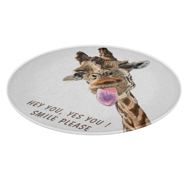 Funny Giraffe Tunga Out Playful Cutter Board (Hörn)