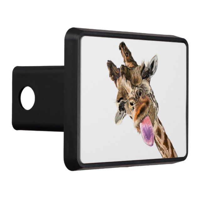 Funny Giraffe Tunga Out Playful Hitch Cover Dragkroksskydd (Höger)