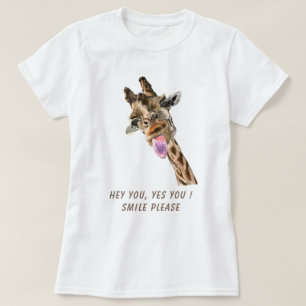 Funny Giraffe Tunga Out T-Shirt - Anpassningsbar T