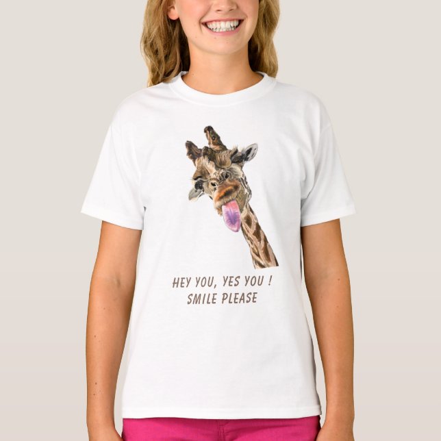 Funny Giraffe Tunga Out T-Shirt - Anpassningsbar T (Framsida)