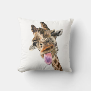Funny Giraffe Tunga-uppspelning Dekorativ kudde
