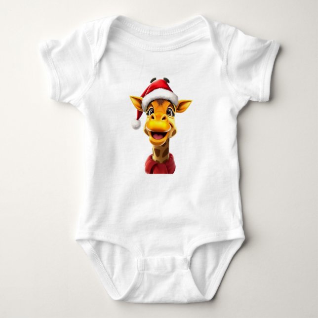 Funny giraffe wearing a Santa hat T Shirt (Framsida)