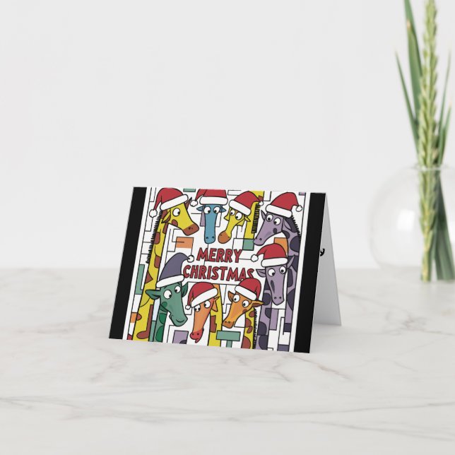 Funny Giraffes i jultomten Abstrakt Kort (Framsida)