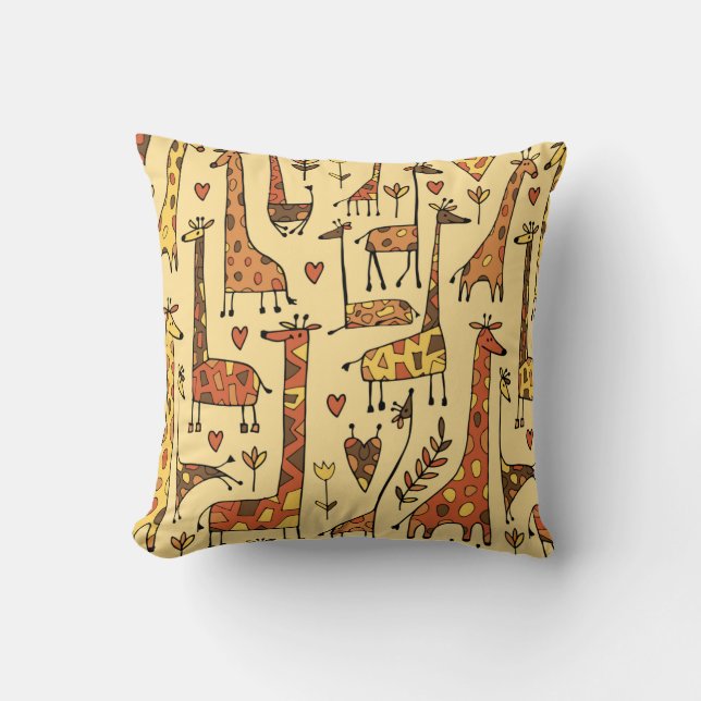 Funny giraffes sketch, seamless pattern your desig kudde (Framsida)