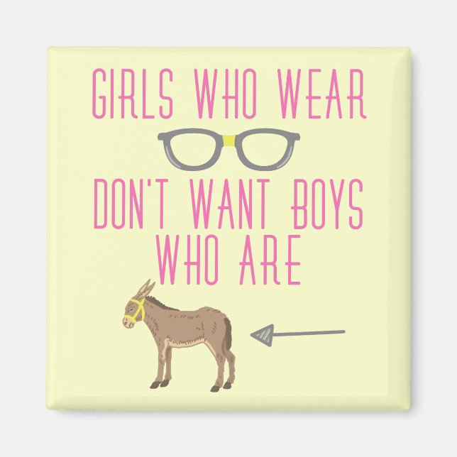 Funny Girl Glasses Nerd Humor Magnet (Framsidan)