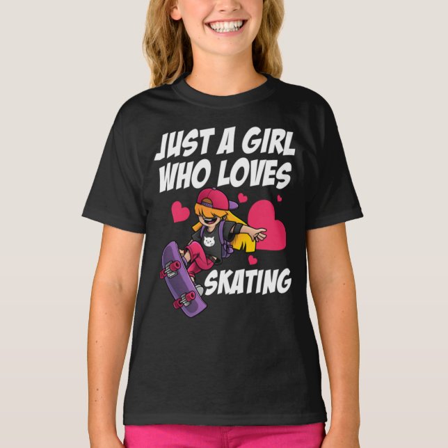 Funny Girl Skateboard Gift För barn Women Coola Sk T Shirt (Framsida)