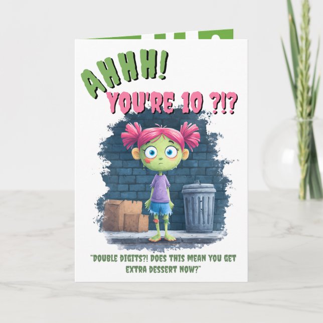 Funny Girl Zombie Birthday Kort (Framsida)
