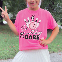 Funny Girls BOWling Birthday BABE Pink Bows Party T Shirt