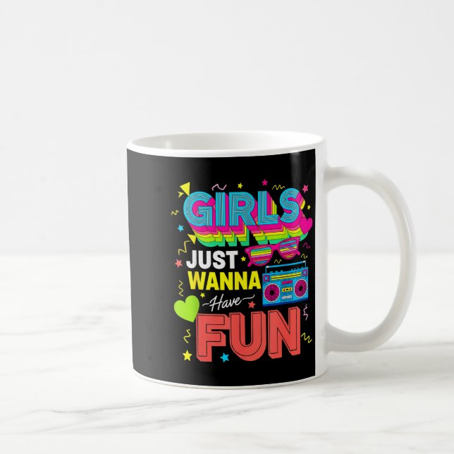 Funny Girls Just W Have Fun Awesome 70's 80's 90's Kaffemugg (Höger)