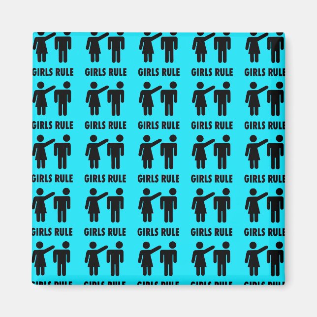 Funny Girls Regel Teal Turcos Blue Girl Power Magnet (Framsidan)