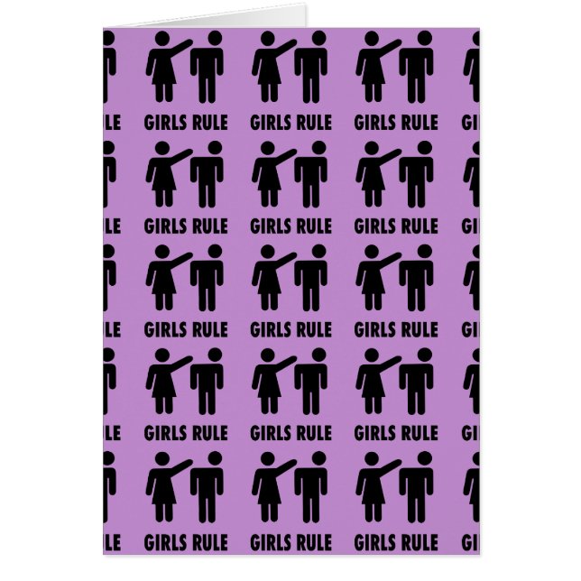 Funny Girls Rule Lila Girl Women Power Feminist Gi Hälsningskort (Framsidan)