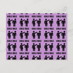 Funny Girls Rule Lila Girl Women Power Feminist Gi Vykort