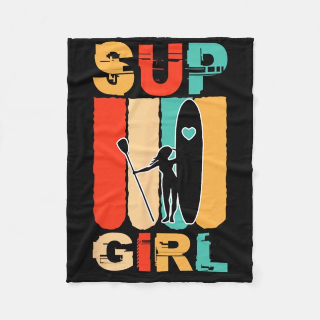 Funny Girls Sup Stand Up Paddling Surfer Surfing W Fleecefilt (Framsidan)
