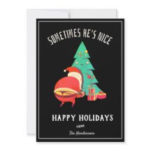 Funny Glad helg Hälsning Naughty Santa Black