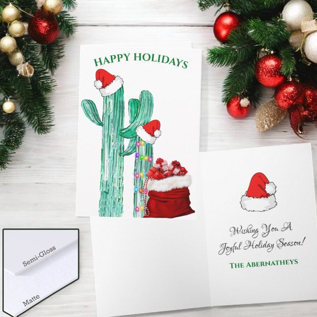 Funny Glad helg Southwest Cactus Anpassningsbar (Folded greeting Christmas card cover and inside template text)