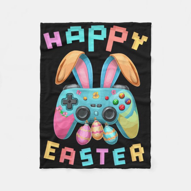 Funny Glad påsk Bunny Gaming Controller Gamer B Fleecefilt (Framsidan)