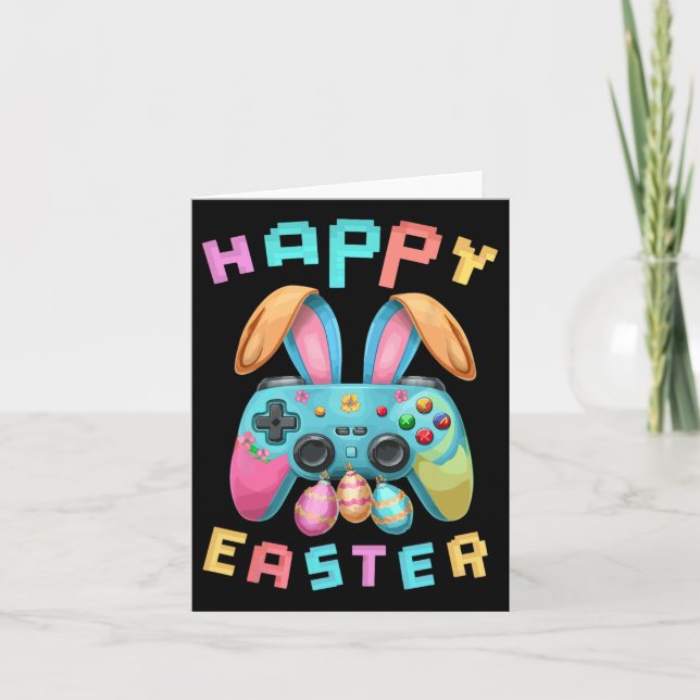 Funny Glad påsk Bunny Gaming Controller Gamer B Kort (Framsida)
