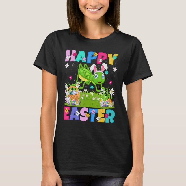 Funny Glad påsk Bunny Grashopper Påsk Söndag T Shirt (Framsida)