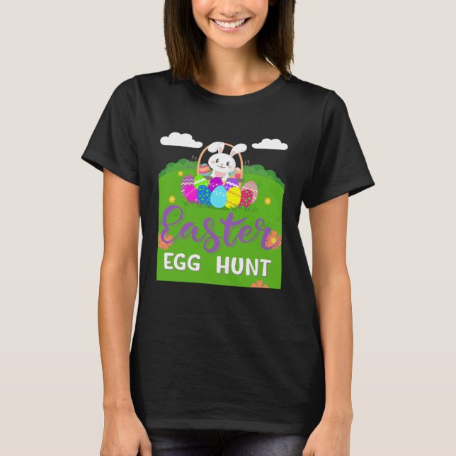 Funny Glad påsk Egg Hunt Cute Bunny Öron Sister T Shirt (Framsida)