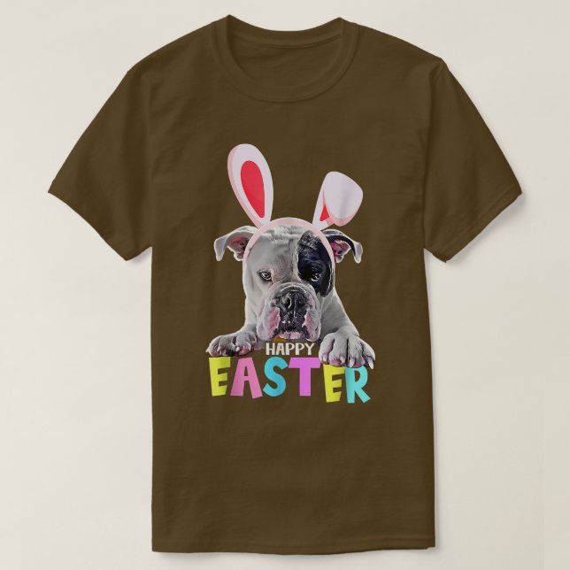 Funny Glad påsk English Bulldog Bunny Djurälskare T Shirt (Design framsida)