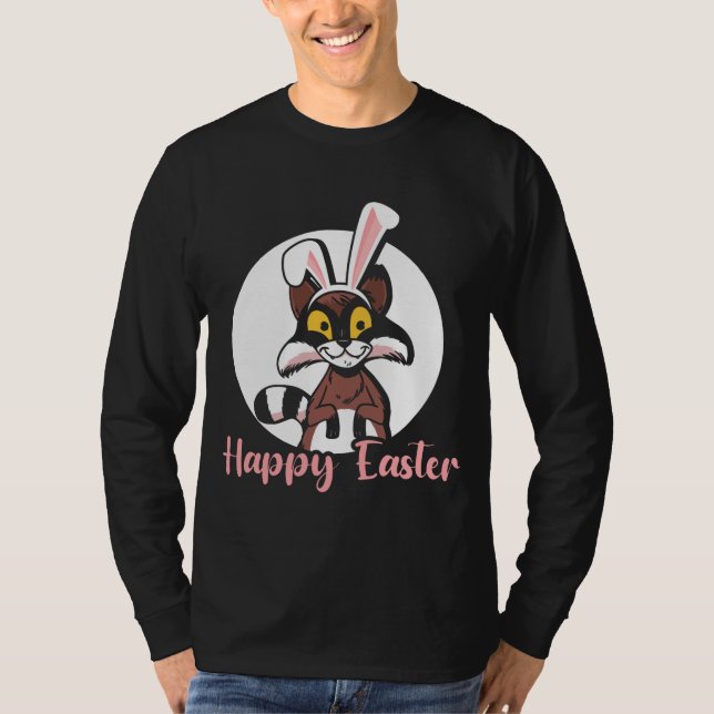 Funny Glad påsk Raccoon Bunny Egg Hunt T Shirt (Framsida)
