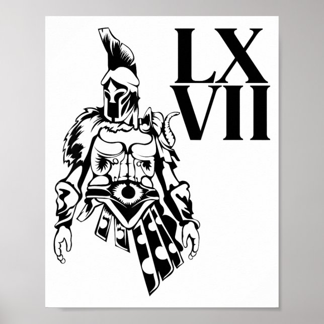Funny Gladiator 67 Meme Roman Numerals Lxvii Viral Poster (Framsidan)