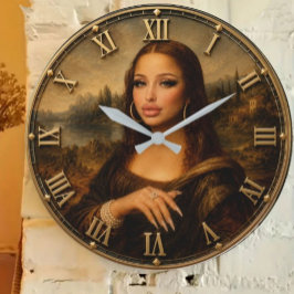 Funny Glam Mona Lisa Modern Diva Renaissance Art Stor Klocka