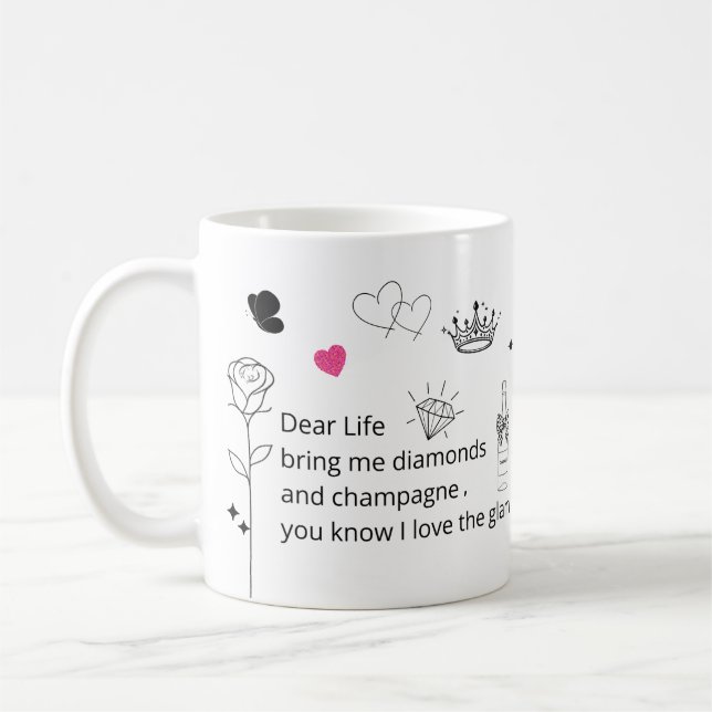 Funny Glam Quote Mug Kaffemugg (Vänster)