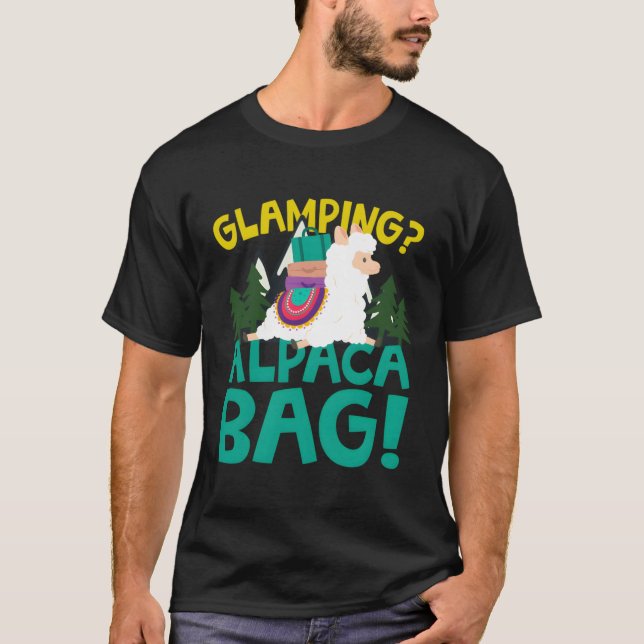 Funny Glamping Alpaca T Shirt (Framsida)