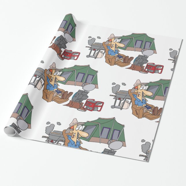 Funny Glamping Tecknad Luxury Camping Presentpapper (Utrullad)