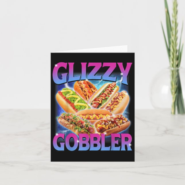 Funny Glizzy Gobbler Meme Superskoj Hett Hund Gliz Kort (Framsida)