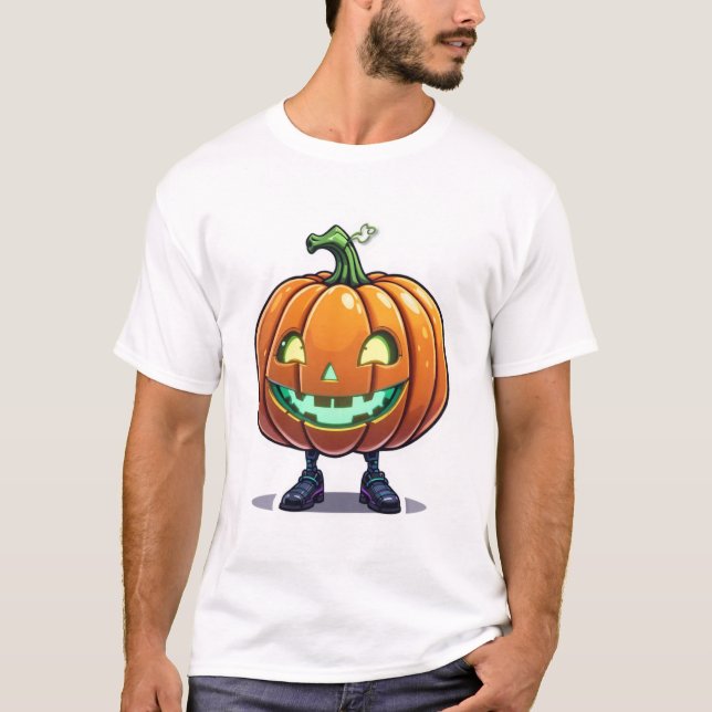 Funny Glowing Halloween Jack-O’-Lantern med Ben T Shirt (Framsida)