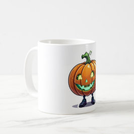 Funny Glowing Pumpkin Ansikte Halloween Mugg Kaffe