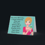 Funny Gluten Free Birthday Card Kort<br><div class="desc">Om du har en begränsad diet vet du att en del av maten inte är särskilt smakfull och att en hel del av den är mycket kaloririk. Det här födelsedagskortet stoppar roligten över huvud taget. Den kan också anpassas för andra livsmedelsallergier och intolerans. Konst av underbar Doodles.</div>