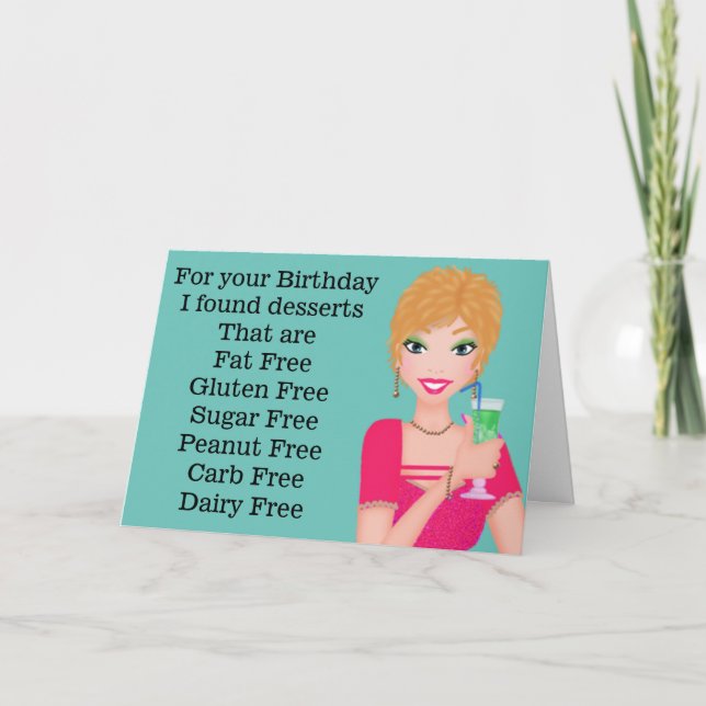 Funny Gluten Free Birthday Card Kort (Framsida)