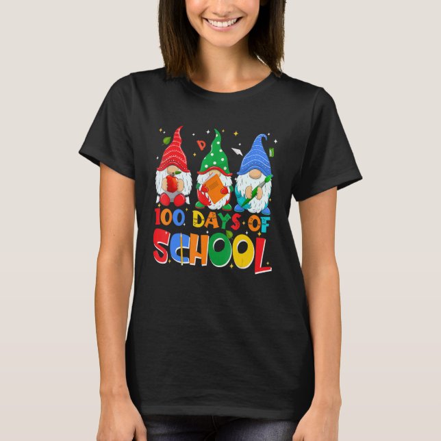 Funny Gnome 100 Days Of School Gnomes Teacher Stud T Shirt (Framsida)