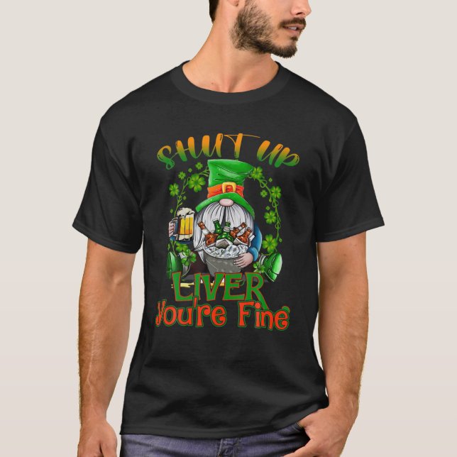 Funny Gnome Beer St patrick's day Håll käften T Shirt (Framsida)