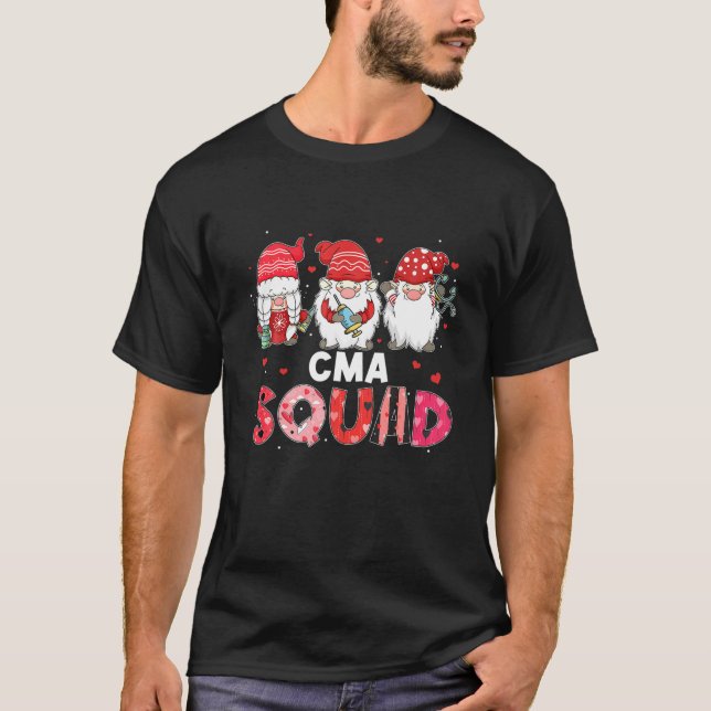 Funny Gnome CMA Nurse Squad Nursing Valentines day T Shirt (Framsida)