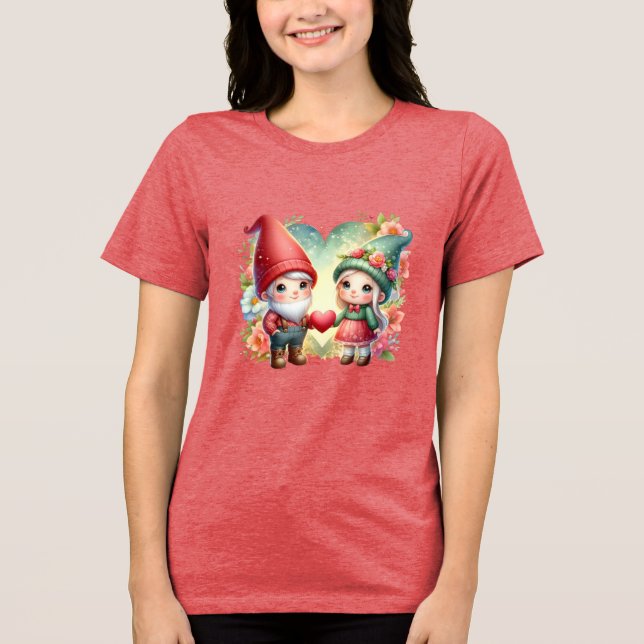 Funny Gnome for Valentine Day T Shirt (Framsida)