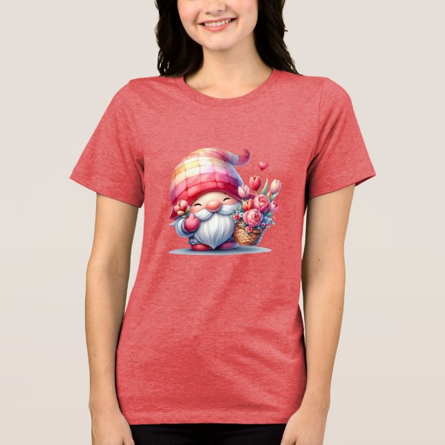 Funny Gnome for Valentine Day T Shirt (Framsida)