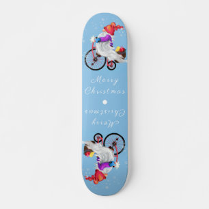 Funny Gnome med Bike and Gifts - God jul Mini Skateboard Bräda 18,5 Cm